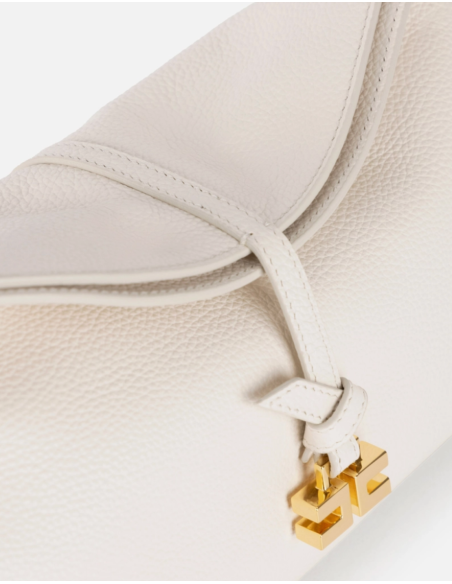 ELISABETTA FRANCHI Sac Clutch Boulevard en Cuir Ecru - BS47N