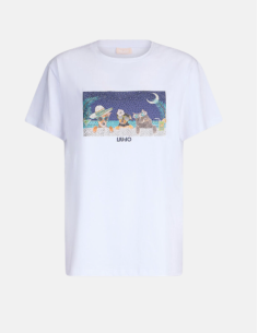 Liu Jo  Tee-shirt blanc avec imprimé et strass - WA5260