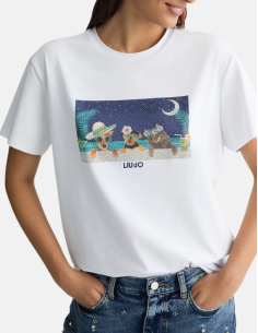 Liu Jo  Tee-shirt blanc avec imprimé et strass - WA5260 2