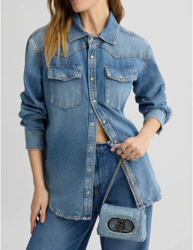 LIU JO Sac LaPuffy denim strass - AA5250
