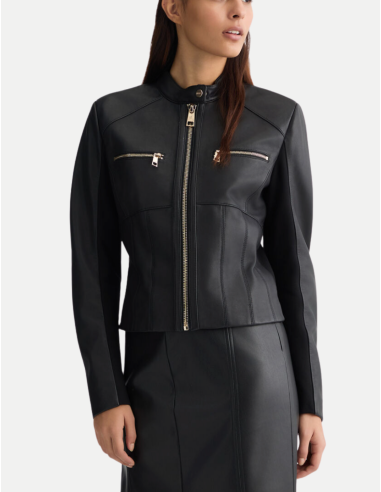 Blouson Biker en cuir noir pour femme