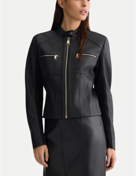 Blouson Biker en cuir noir pour femme