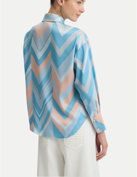 LIU JO Chemise imprimée diagonal bleu - CA5352