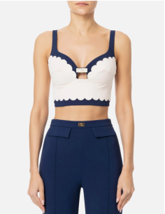 ELISABETTA FRANCHI Top marine et burro - TO019