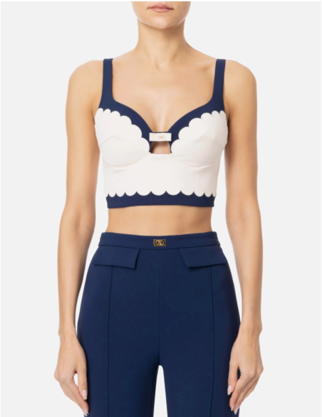 ELISABETTA FRANCHI Top marine et burro - TO019
