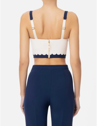 ELISABETTA FRANCHI Top marine et burro - TO019