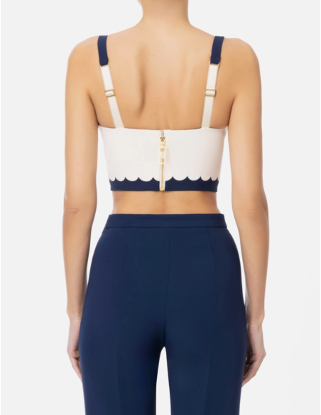 ELISABETTA FRANCHI Top marine et burro - TO019