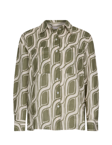 LIU JO Chemise en Ramie Imprimée Kaki - WA5487