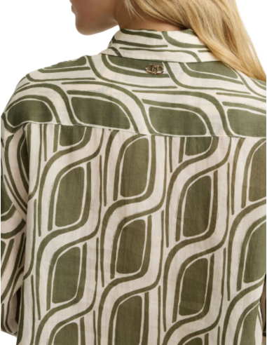 LIU JO Chemise en Ramie Imprimée Kaki - WA5487