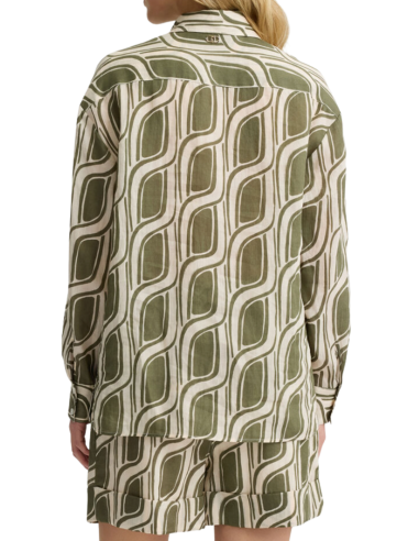 LIU JO Chemise en Ramie Imprimée Kaki - WA5487