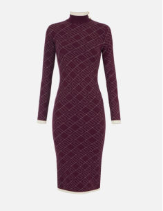 ELISABETTA FRANCHI Robe en Maille Imprimée Merlot  - AM18T