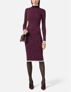 ELISABETTA FRANCHI Robe en Maille Imprimée Merlot  - AM18T 2