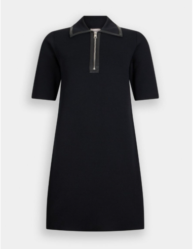 robe maille noire manches courtes