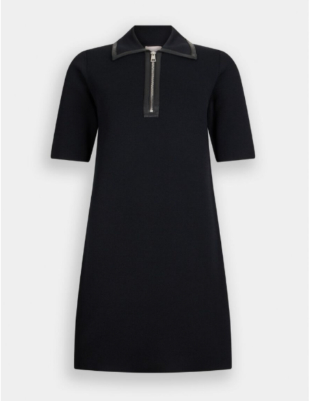 robe maille noire manches courtes