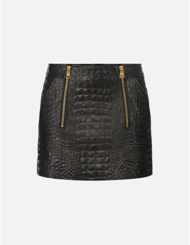 jupe cuir croco luxe