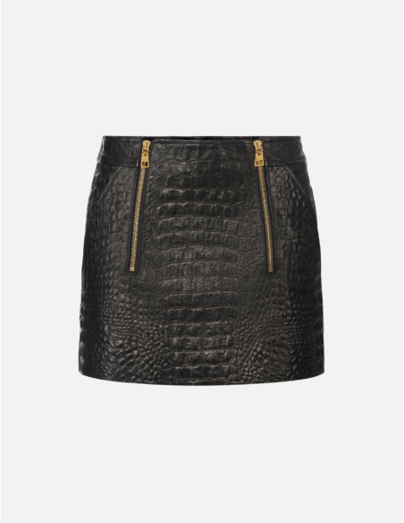 jupe cuir croco luxe