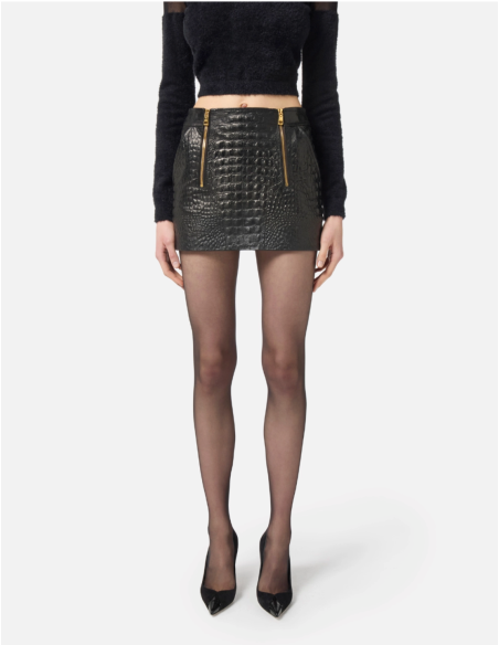 jupe cuir noir luxe
