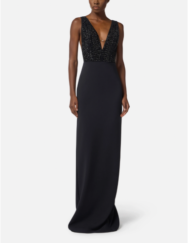ELISABETTA FRANCHI Robe avec Cristaux Noire -...