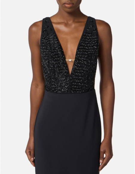ELISABETTA FRANCHI Robe avec Cristaux Noire - ABR24