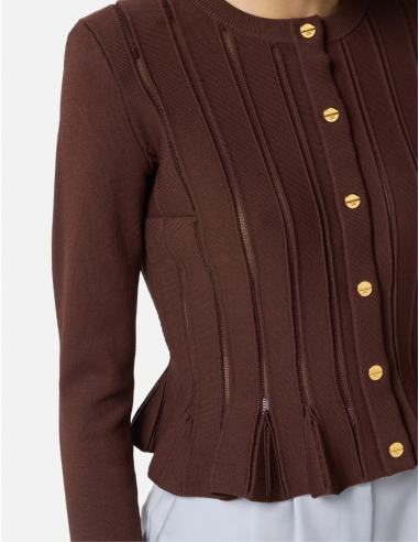 ELISABETTA FRANCHI Gilet en Maille Marron  - MK07S