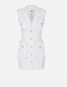 Cotton gabardine dress with large pockets