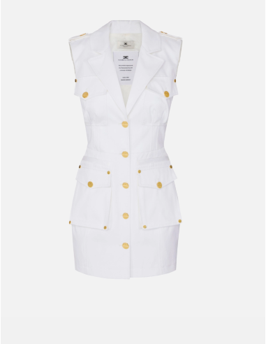 Cotton gabardine dress with large pockets