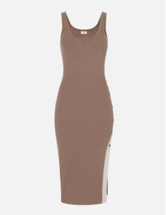 Knit dress shiny viscose bands elegant