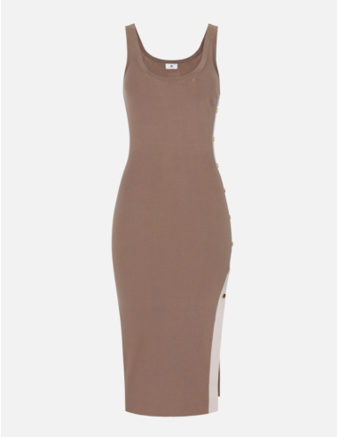 Knit dress shiny viscose bands elegant