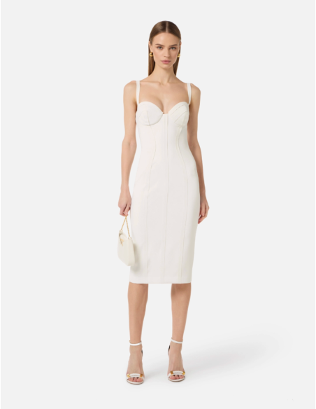 Slim crepe dress raw edge detailing