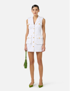 Cotton gabardine dress with large pockets 2