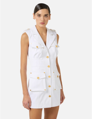 Elegant flap pocket dress refined detail