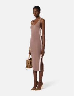 Knit dress shiny viscose bands elegant 2