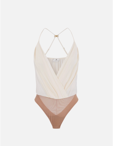 Viscose georgette bodysuit golden metal detail
