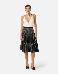 Viscose georgette bodysuit golden metal detail 2