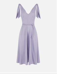 Voile fabric midi dress elegant silhouette