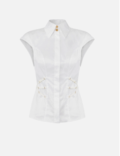 Cotton poplin shirt elastic straps design
