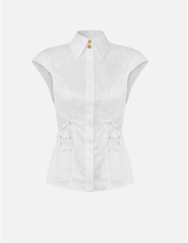 Cotton poplin shirt elastic straps design