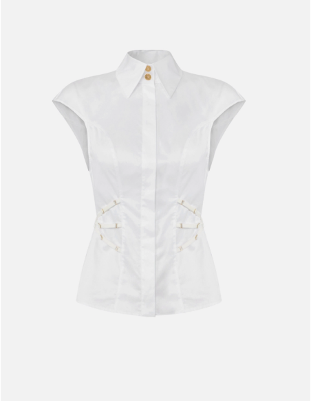 Cotton poplin shirt elastic straps design
