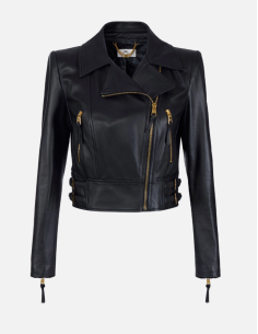 Black Leather Biker Jacket elisabetta franchi