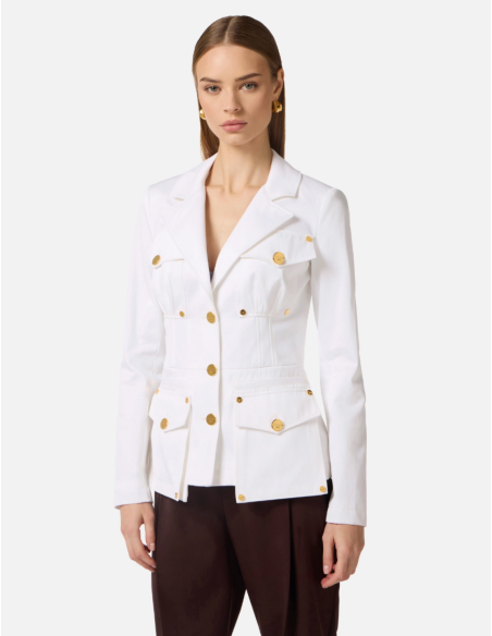Elisabetta Franchi white jacket with gold buttons