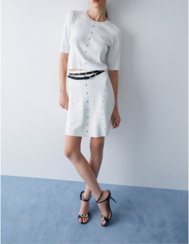 Liu Jo White Cardigan With Studs  - WA6092