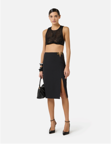 Black high-waist sheath skirt Elisabetta Franchi