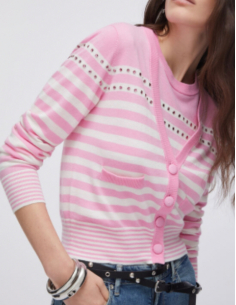 Gilet femme rayé maille élégante