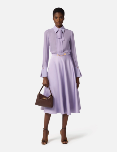 Lilac Duchess-Style Midi Skirt