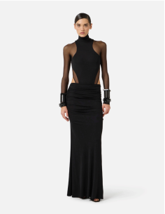 Elisabetta Franchi Black Long Draped Skirt 2
