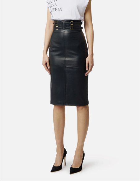 Elisabetta Franchi Leather Sheath Skirt