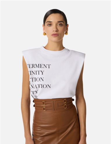 top blanc imprimé Elisabetta Franchi