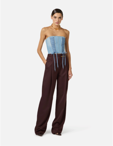 pantalon large marron elisabetta franchi