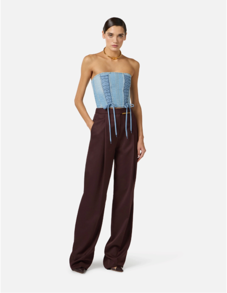 pantalon large marron elisabetta franchi