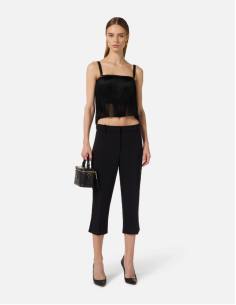 Lightweight Crepe Trousers With Satin Bands Elisabetta Franchi 2